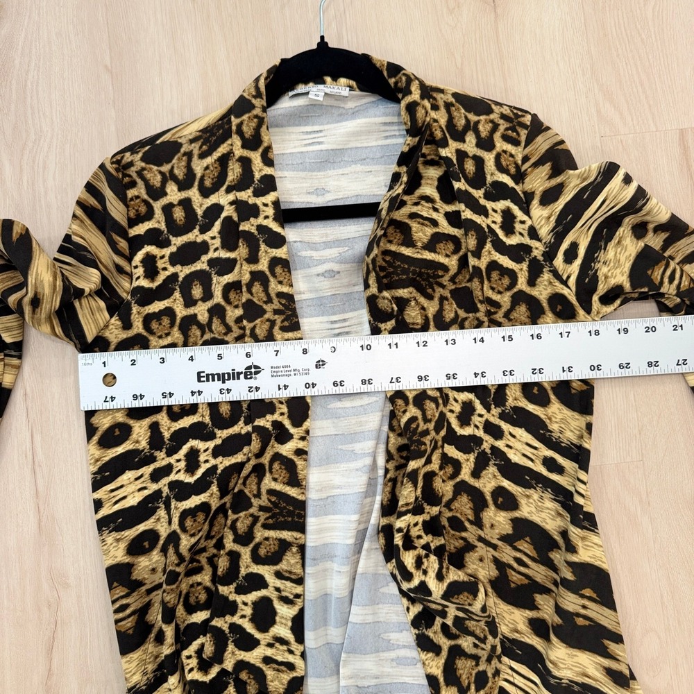 Alberto Makali‎ Leopard Print Open Front Knit Cardigan Jacket S Made in USA Glam - Picture 9 of 10